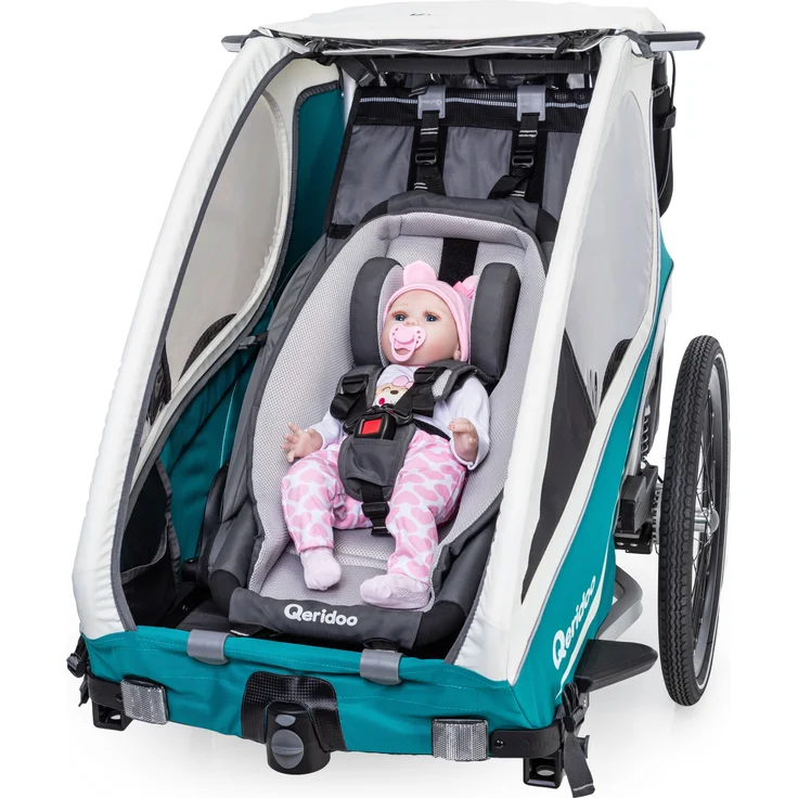Qeridoo Babyhängematte für Fahrradanhänger Sportrex1, Sportrex2, Kidgoo1, Kidgoo2, Qupa 1, Qupa 2, Grau – Bild 4
