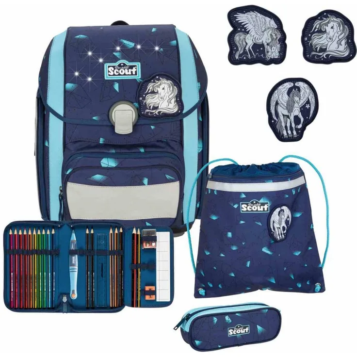 Scout Genius Exklusiv LED Pegasus Schulranzen-Set 4-teilig