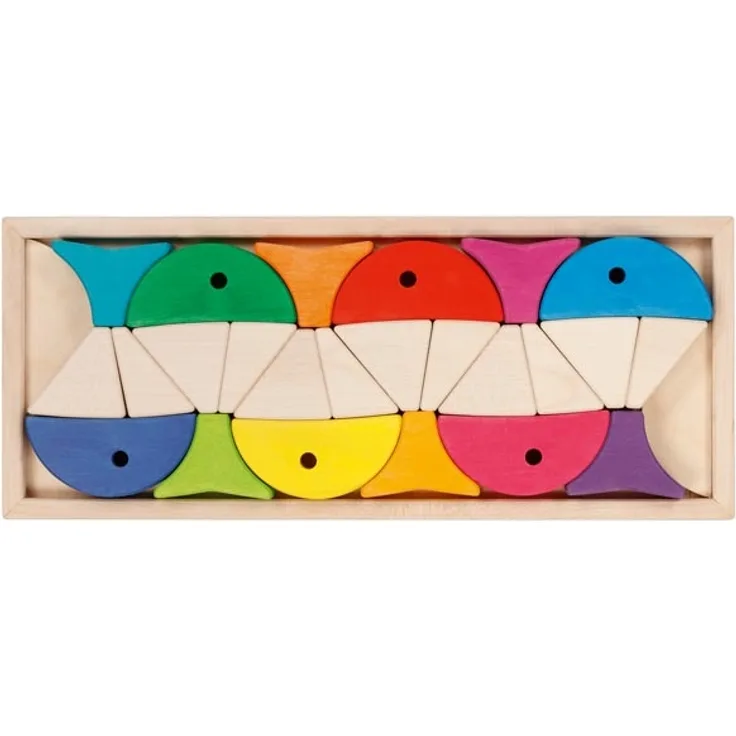 Legespiel und Bausteinkasten 6 bunte Fische