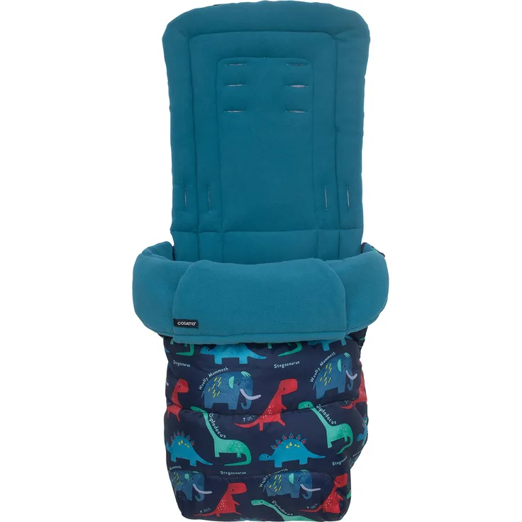 Cosatto Universal-Fußsack – Cosy Toes, Ganzjahres-Fußsack, gesteppt, für Kinderwagen, Buggy, waschbar, mit Känguru-Puch für die Hände, D is for Dino