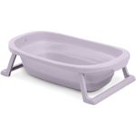 Hauck Babybadewanne Wash N Fold M, Babywanne Faltbar für Neugeborene bis 16 kg, Ablaufstöpsel mit Farbwechsel bei Hoher Temperatur, weiche Materialien, Einfacher Aufbau, 80 x 48 x 25 cm (Lavender)