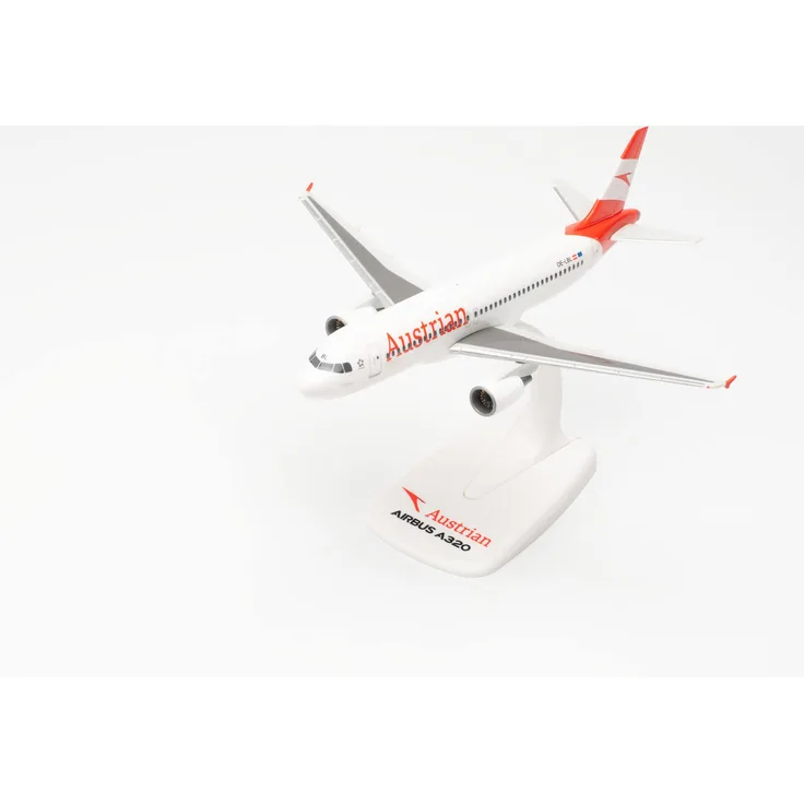 herpa Modellflugzeug Airbus A320 Austrian Airline - Ausseerland” Maßstab 1:200 - Snap-Fit, Modellbau Flugzeug, Flugzeugmodell für Sammler und Bastler, Miniatur Deko, Steckmodell mit Standfuß