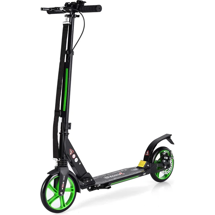 COSTWAY Kickscooter mit Klingel und Ständer, Scooter Roller höhenverstellbar, Tretroller klappbar, Cityroller bis 100kg belastbar, Scooter inkl. Traggurt, für Kinder und Erwachense – Bild 3