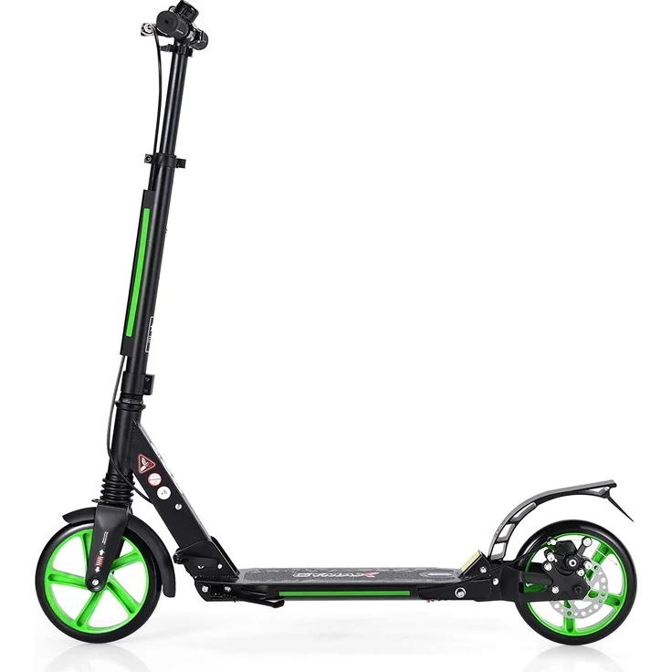 COSTWAY Kickscooter mit Klingel und Ständer, Scooter Roller höhenverstellbar, Tretroller klappbar, Cityroller bis 100kg belastbar, Scooter inkl. Traggurt, für Kinder und Erwachense – Bild 2