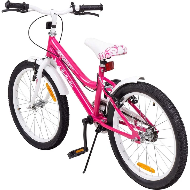 Kinderfahrrad Butterfly 20 Zoll Kinder Mädchen Fahrrad pink mit Fahrradständer (Pink/Weiß) – Bild 9