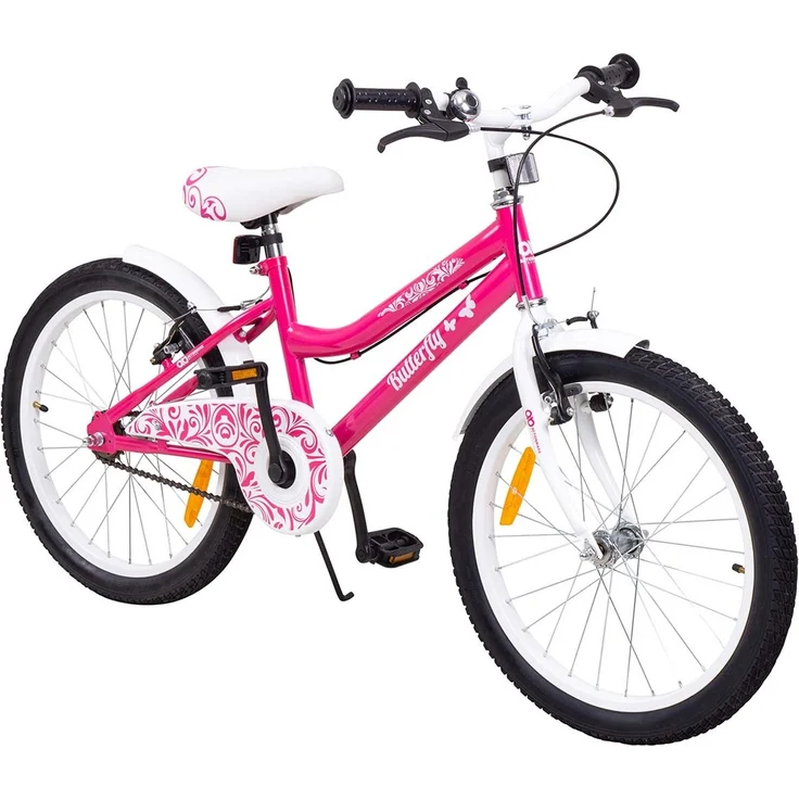Kinderfahrrad Butterfly 20 Zoll Kinder Mädchen Fahrrad pink mit Fahrradständer (Pink/Weiß) – Bild 1