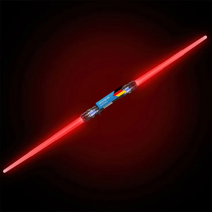 GOODS+GADGETS Doppelklingen Laserschwert Lichtschwert Laser Sword 138 cm Schwert mit Beleuchtung & Sound (Rot)