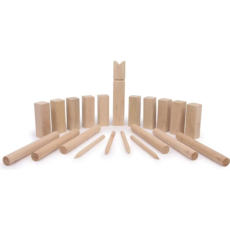 Sena Kubb Wikingerschach 21Tlg aus Holz -Sommerspiele für Garten Park Terrasse Wikingerspiel