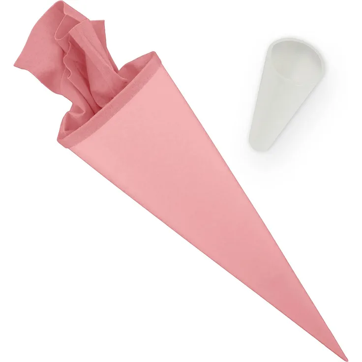 itenga Set Bastelschultüte rund 70 cm inkl. Spitzenschutz - Schultüte Zuckertüte Rohling 1. Schuljahr (Rosa)