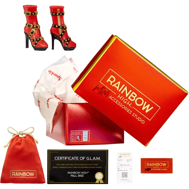 Rainbow High Mini Accessories Studio Schuhe - Inklusive 25+ High-End Mystery Surprise Fashion Accessoires - Mix & Match Fun für Modepuppen - Für Kinder und Sammler ab 6 Jahren