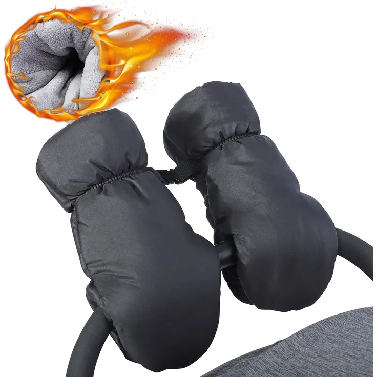 Orzbow Handwärmer Kinderwagen,Wasserdicht Kinderwagen Handschuhe Handmuff mit Korallenvlies Innenseite,Universal Kinderwagenmuff für Kinderwagen,Buggy und Radanhänger (Schwarz)