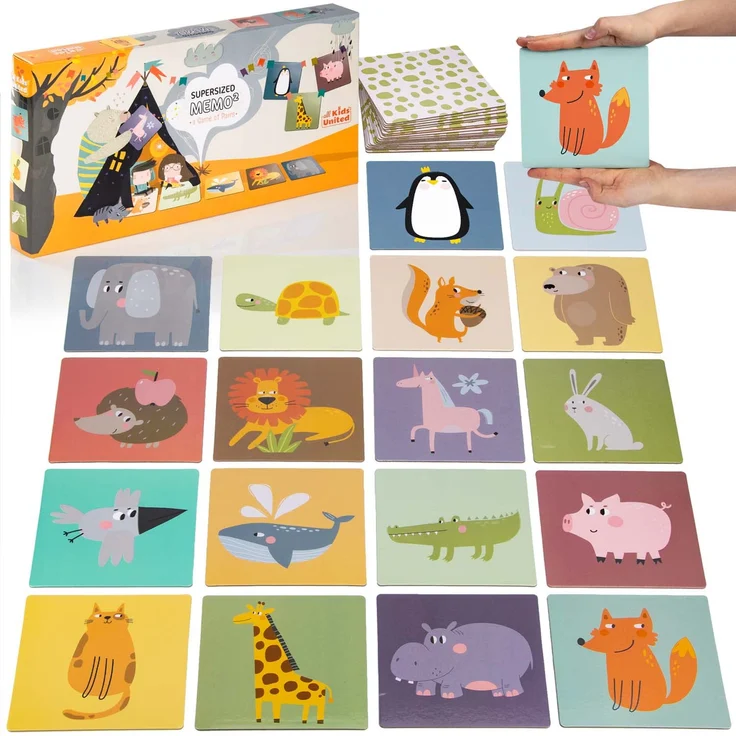 Memo² Legekartenspiel Gedächtnisspiel Jumbo XXL - mit süßen Tier-Paaren; Game Lern-Spielzeug für Kinder ab 2 Jahren 16 x 16 cm – Bild 2