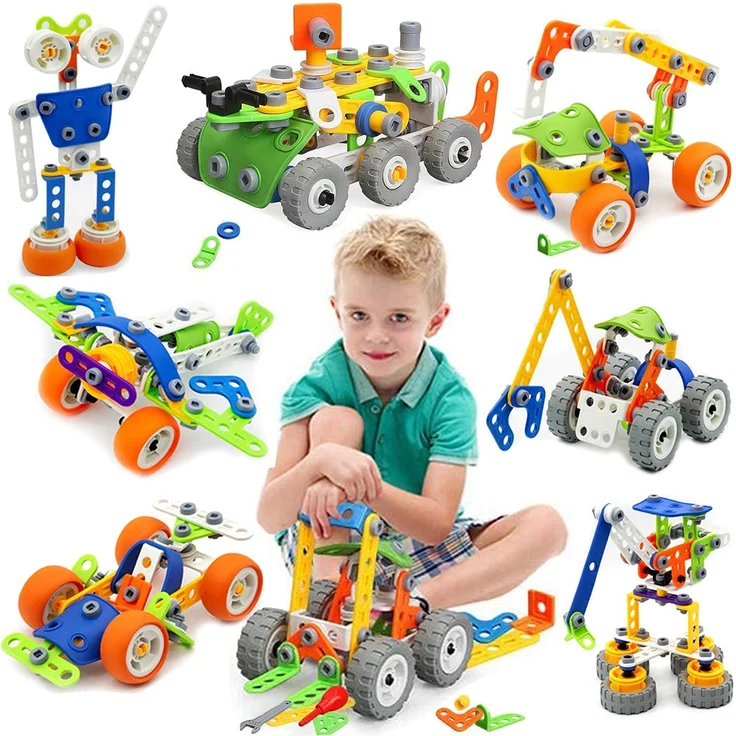 MOONTOY Konstruktionsspielzeug Geschenke für Kinder, STEM Gebäude Kit Bausteine Spielzeug für Jungen und Mädchen Baukasten Pädagogische Lernspielzeug ab 4,5,6,7,8,9,10 Jahre Bauset 11 Modelle - Preisvergleich – Bild 1