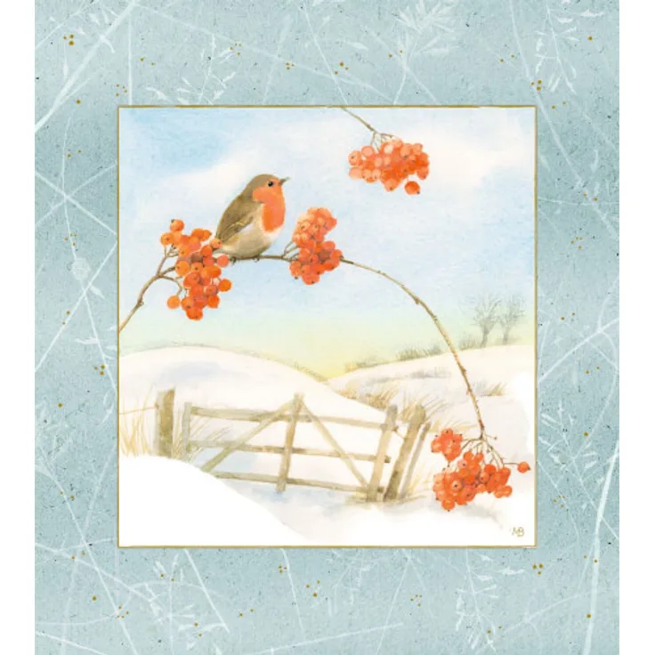 Wintermorgen mit Rotkehlchen, Wand-Adventskalender (Bastin)