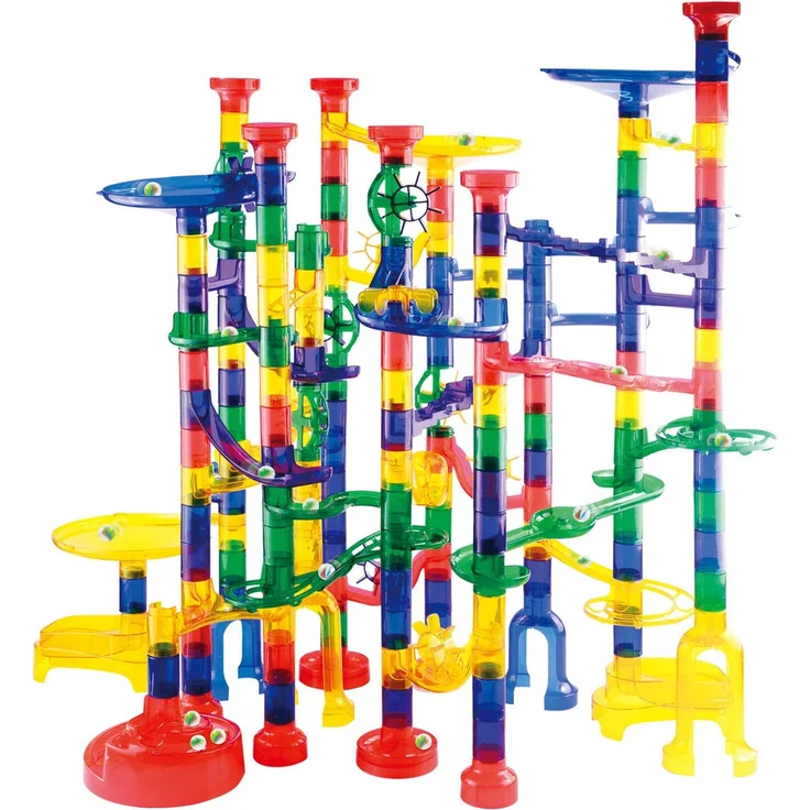 JOYIN 170 Stück Mehrfarbige Murmelbahn Marble Run Set mit 120 Kunststoffteile 50 Glasmurmeln, Bausteine, Kugelbahn Lernspielzeug, Bausteinspielzeug, Konstruktionspielzeug für Kinder – Bild 3