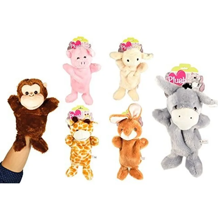 Toi-Toys 75080Z Peluche Marionettes 6 Assorties Figur, Mehrfarbig