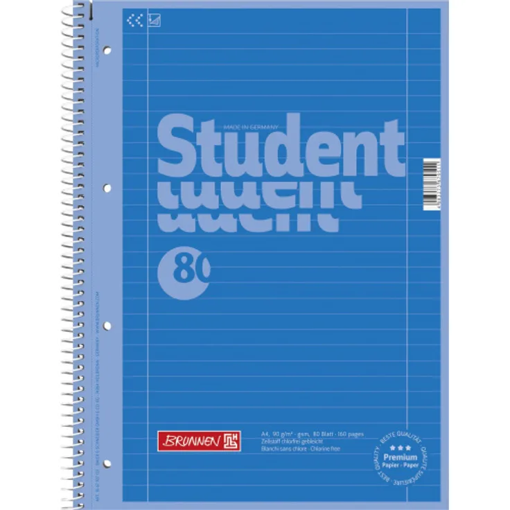 Brunnen Collegeblock DIN A4 Lineatur 27 80 Blatt Azur