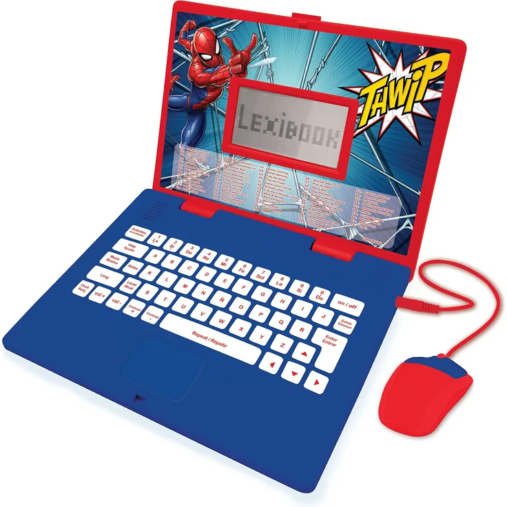 Lexibook JC598SPi2 Spider-Man-pädagogischer und zweisprachiger Laptop Spanisch/Englisch-Spielzeug für Kinder (Jungen und Mädchen) 124 Aktivitäten, Rot/Blau, 61 x 45,7 x 9,1 cm
