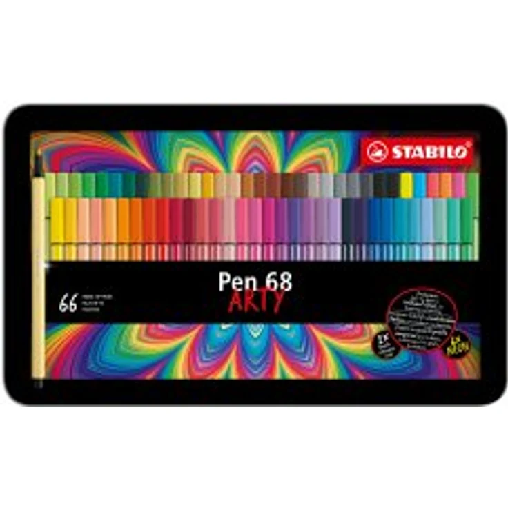 Premium-Filzstift - STABILO Pen 68 - ARTY - 66er Metalletui - mit 65 verschiedenen Farben – Bild 1