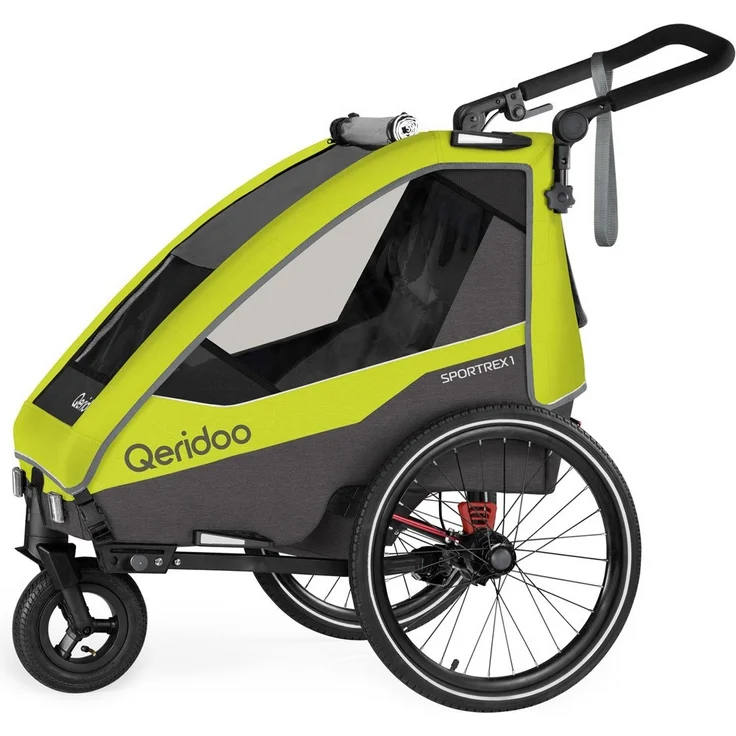 Qeridoo 'Sportrex 1' Fahrradanhänger 2022, Lime Green Limited Edition, 1-Sitzer – Bild 3