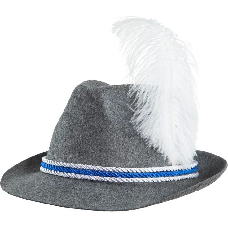 Grauer Trachtenhut mit Feder - grau