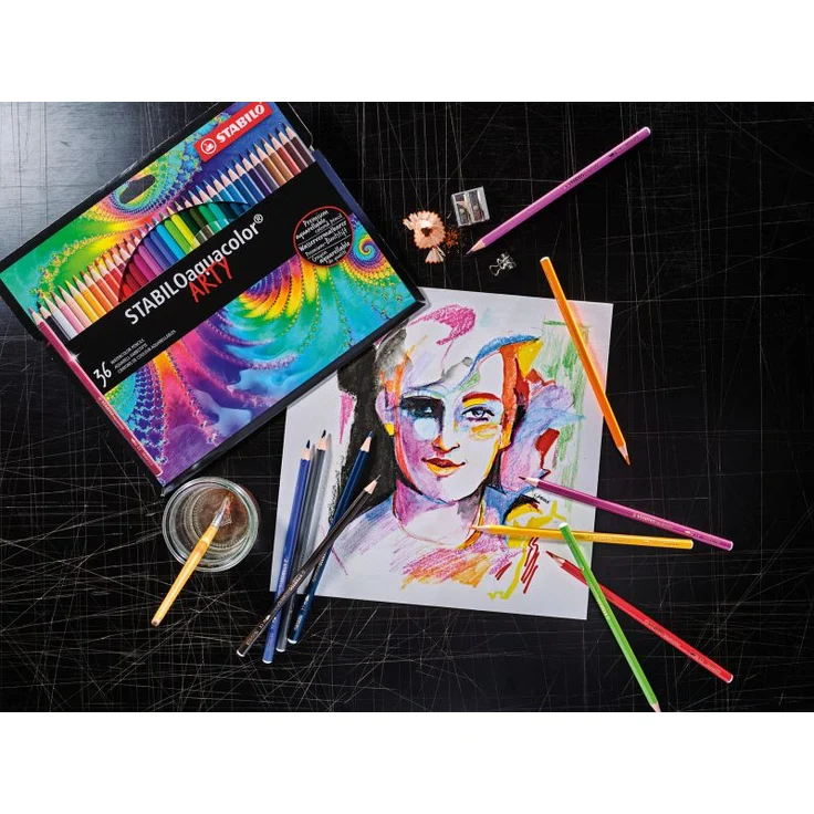 Aquarell-Buntstift - STABILO aquacolor - ARTY - 24er Metalletui - mit 24 verschiedenen Farben – Bild 5