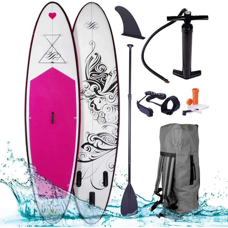 BRAST SUP Board Lady Aufblasbares Stand up Paddle Set für Frauen 300cm Kolibri incl. Zubehör 5 Jahre Garantie Fußschlaufe Paddel Pumpe Rucksack