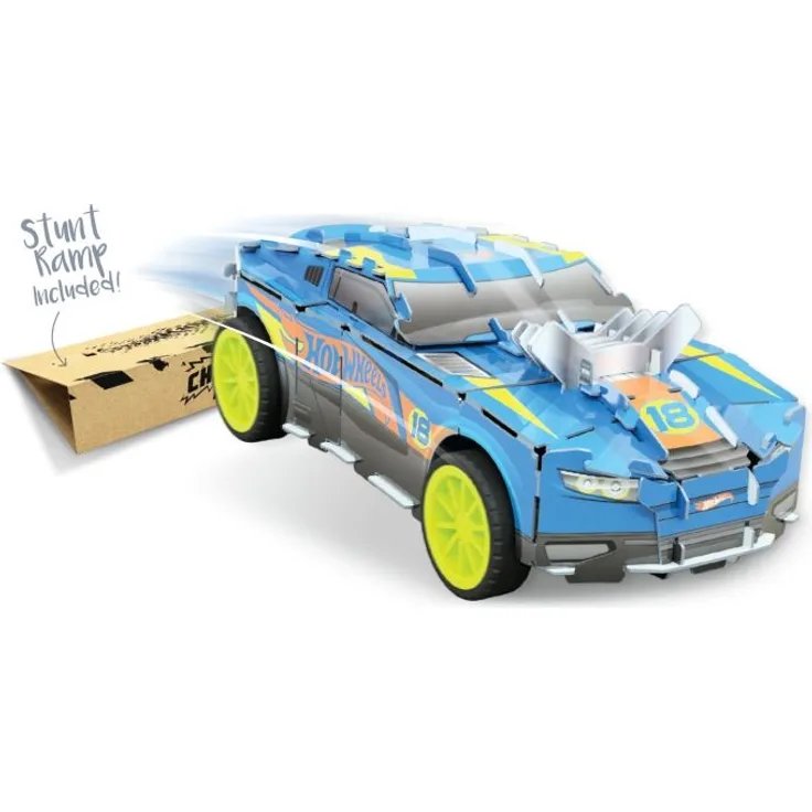 Revell 50314 D-Muscle, Spielzeugauto 1:32 mit Sprungschanze Hot Wheels Maker Kitz-zusammenbauen und losfahren, mit Rückziehmotor (Pull Back), blau