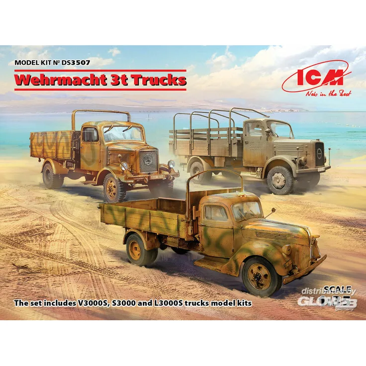 ICM DS3507 Wehrmacht 3t Trucks (V3000S, KHD S3000, L3000S)