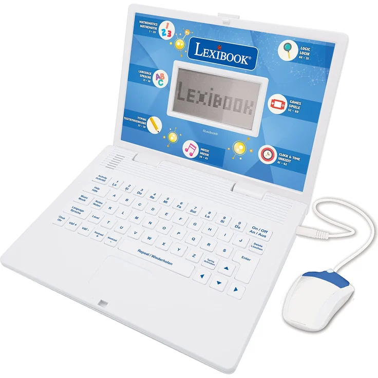 LEXIBOOK JC598i3 - Zweisprachiger Lernlaptop mit 124 Aktivitäten zum Lernen, Spielen und Musizieren, blau/weiß (Zweisprachig Deutsch und Englisch) – Bild 1