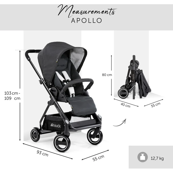 Hauck 'Apollo Duoset' Kombikinderwagen 2 in 1 Caviar, inkl. Babywanne und Beindecke – Bild 7