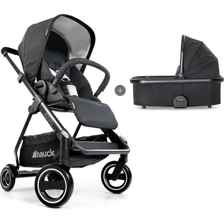 Hauck 'Apollo Duoset' Kombikinderwagen 2 in 1 Caviar, inkl. Babywanne und Beindecke – Bild 2