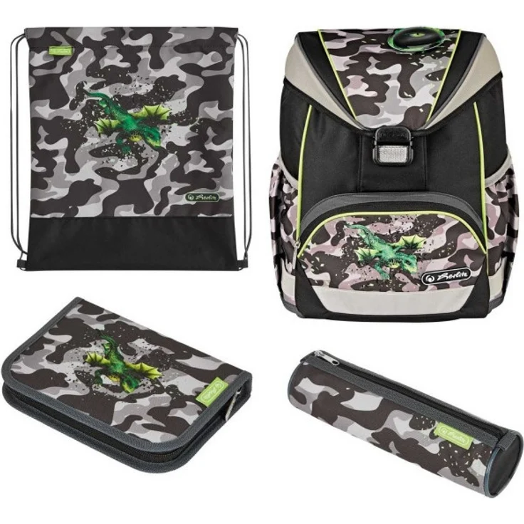 Herlitz Schulranzenset UltraLight Plus Camo Dragon – Bild 1
