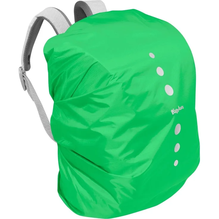 Playshoes Regenhülle, Regenschutz, Regenhaube für Schulranzen und Rucksäcke, Signalfarbe Grün M