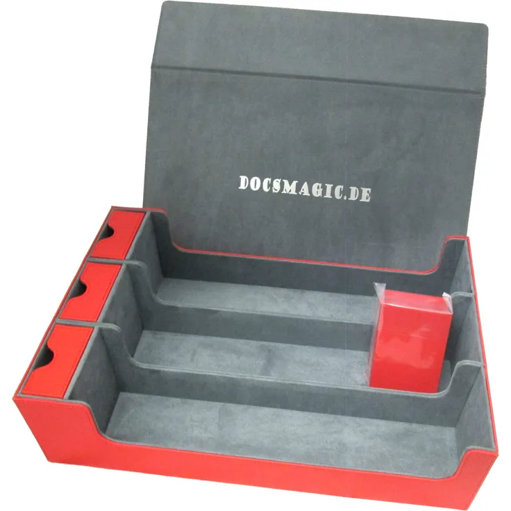 docsmagic. de Premium 3-Row Trading Card Storage Box Red + Trays & Divider - MTG PKM YGO - Aufbewahrungsbox Rot