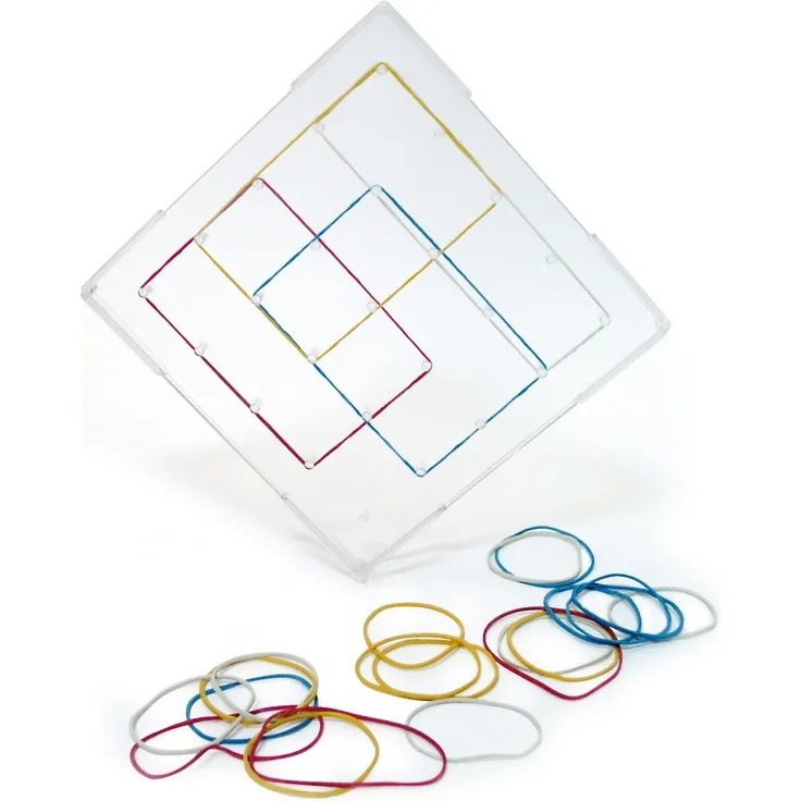 Wissner 081600.000 - Geobrett quadratisch transparent 15 x 15 cm, stapelbar, inklusive  Gummiringe und 12 Lege-Vorlagen