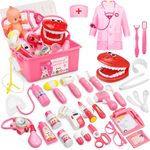 Fivejoy 43Stk Arztkoffer Kinder ab 3 Jahre, Doktorkoffer Kinder Rollenspiel Spielzeug mit Rosa Arztkittel and Puppe, Doktor-Spiel-Set Medizinischer Koffer Geschenk für 3 4 5 Jährige Mädchen(Rosa) - Preisvergleich