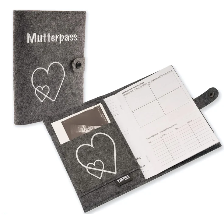 Mutterpasshülle mit Verschluss für deutschen Mutterpass mit Tasche für Ultraschallbilder und Impfpass, Mutterpass Hülle aus Filz als Geschenk - Preisvergleich