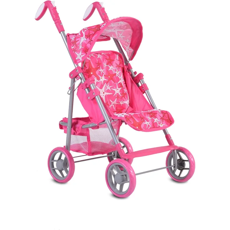 Moni Puppenwagen Stars 9351 faltbar, Rückenlehne und Schiebegriffe verstellbar pink