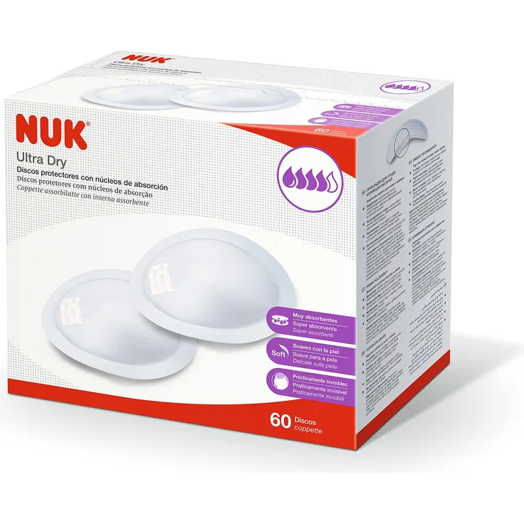NUK Ultra Dry Einweg-Brustpolster, Einweg-Pads, zum Stillen von Muttern, 60 Stück, transparent