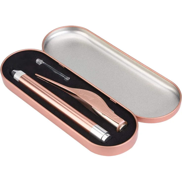 Baby Ohrenschmalz Entferner Set Edelstahl Leuchtende Sichtbare Pinzette Earpick Sicher Weiche Ohr Pick Ohrenschmalz Entferner Reiniger mit Aufbewahrungsbox für Baby Ohrenreinigung(Rose Golden)
