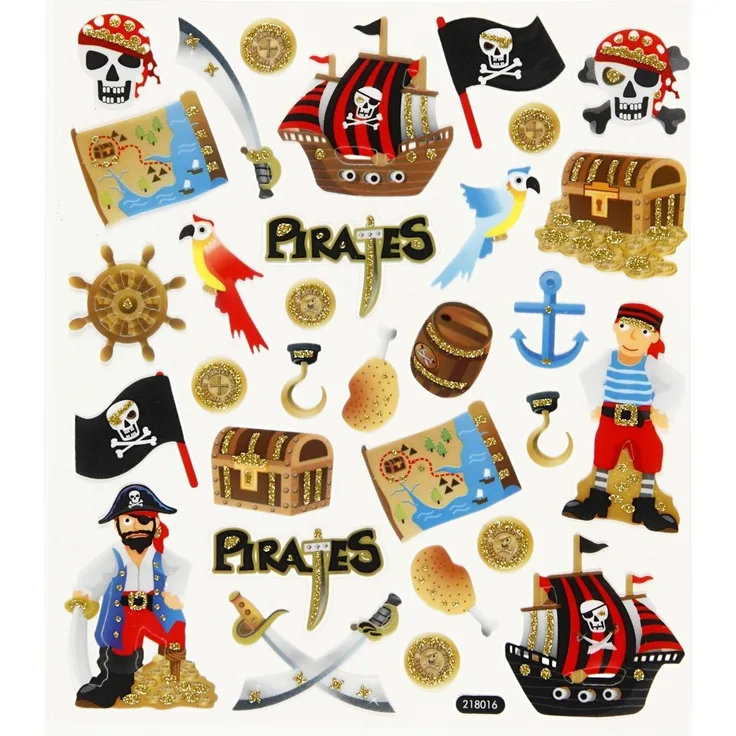 Creativ Fancy Glitter Sticker, Bogen 15x16,5 cm, Piraten, 1 Bogen