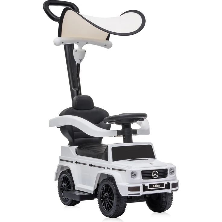 Lorelli Kinder Rutschauto Mercedes Benz G350D, Sonnendach, Schiebestange, Musik weiß