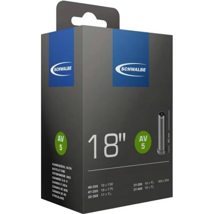 Schwalbe Schlauch AV5 18x1. 50-1. 90" (32-47/355-400) 18 Zoll AV 40mm