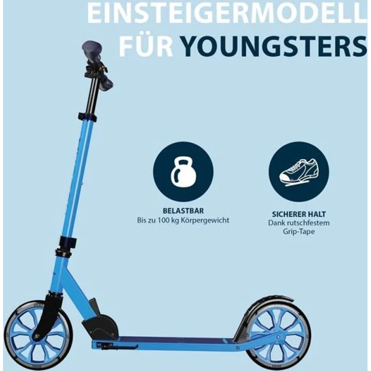 HUDORA 14450 - Scooter Up 200, cyan, blau, Cityroller – Bild 2