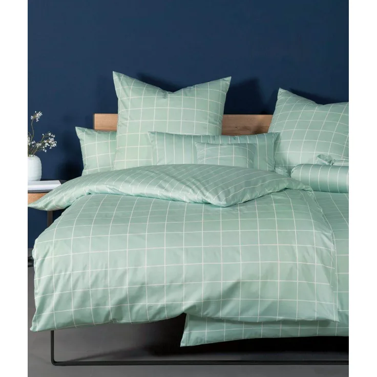 Janine Mako Satin Bettwäsche 2 teilig Bettbezug 135 x 200 cm Kopfkissenbezug 80 x 80 cm Modernclassic 39025-16 jadegrün