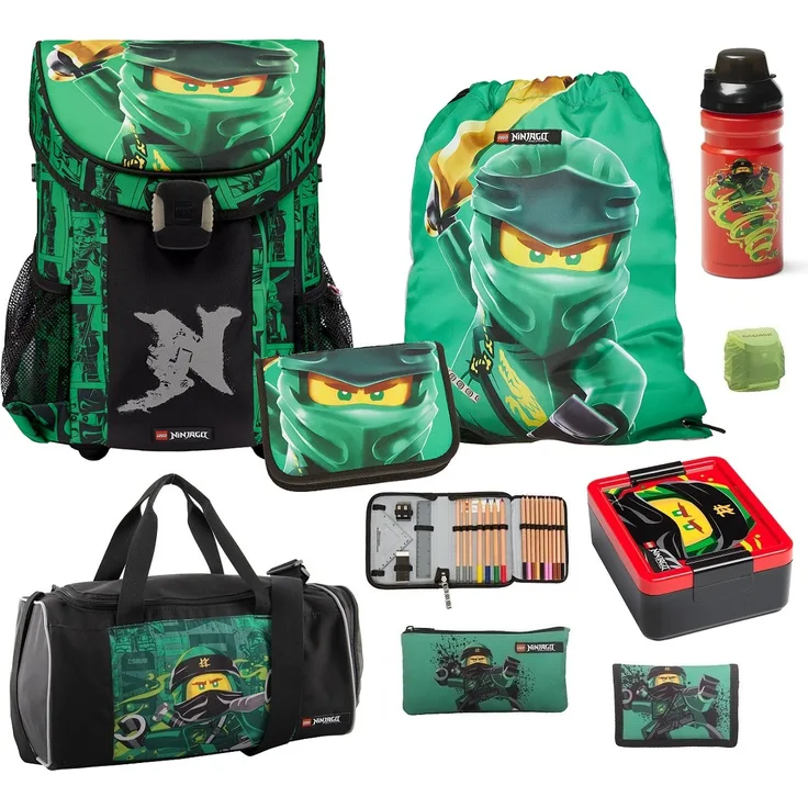 Lego Ninjago Schulranzen Set 9tlg. EASY GOLDEN POWER Ranzen 1. Klasse mit Federmappe und Sporttasche
