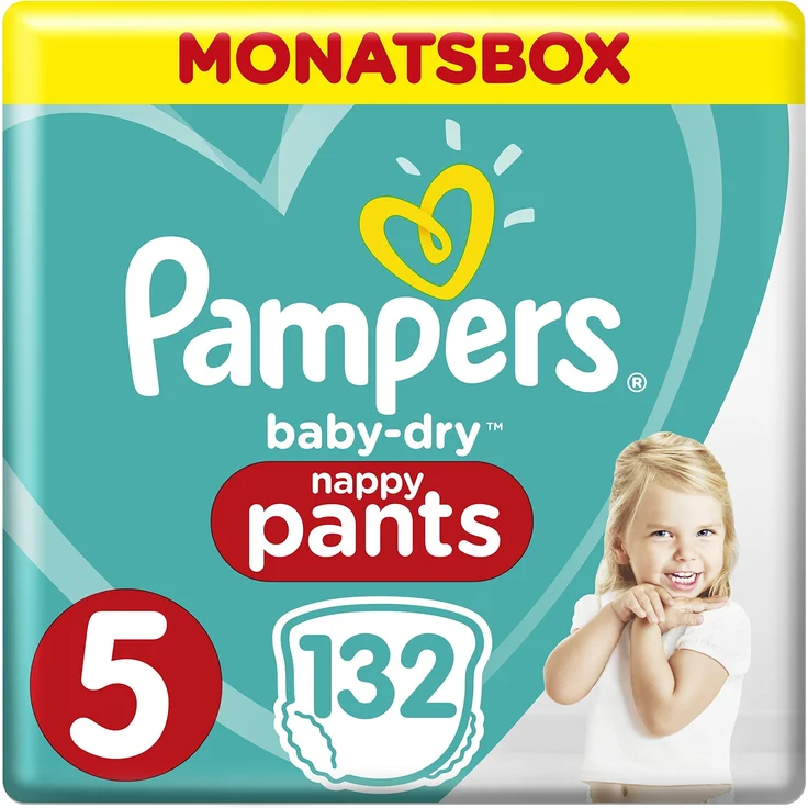 Pampers - Baby-Dry Pants Größe 5 Monatsbox 1 x 132 Stück) – Bild 1