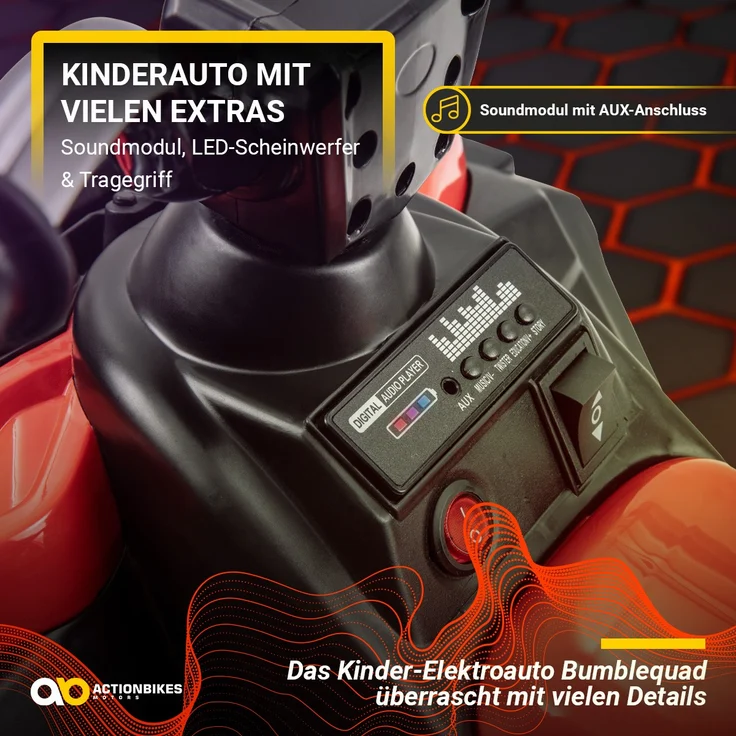 Kinder-Elektroauto Bumblequad Kinderquad Elektro Quad Kinderauto 18 Watt LED USB (Rot) - Preisvergleich – Bild 4
