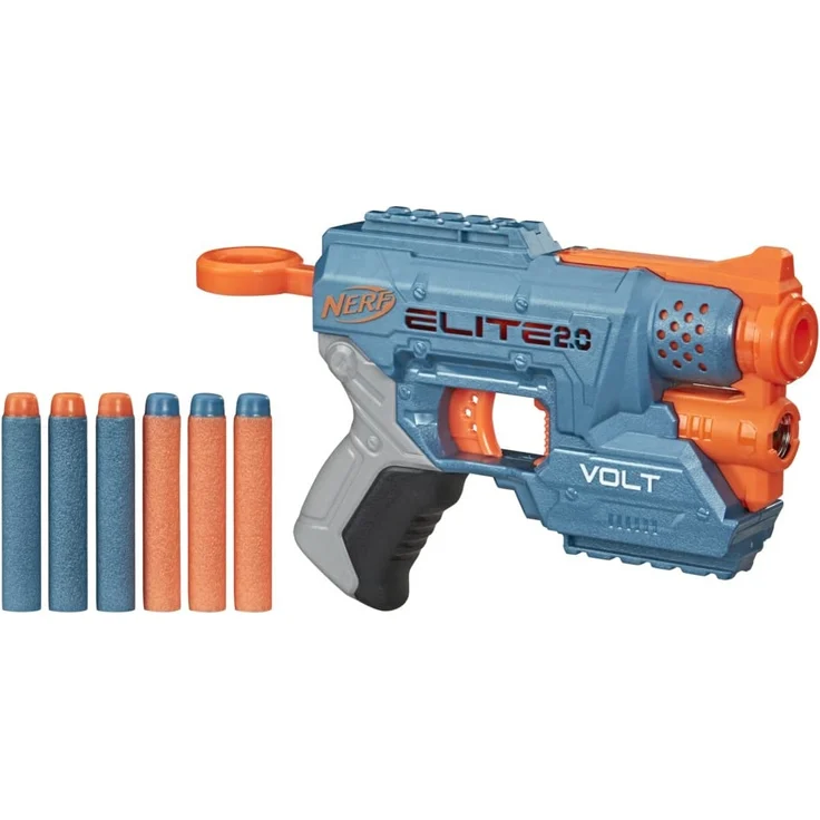 NERF Elite 2. 0 Volt SD-1 Blaster – 6 NERF Darts, Ziel-Lichtstrahl, 2-Dart Aufbewahrung, 2 Tactical Rail Steckschienen, E9952F03, Multi – Bild 1
